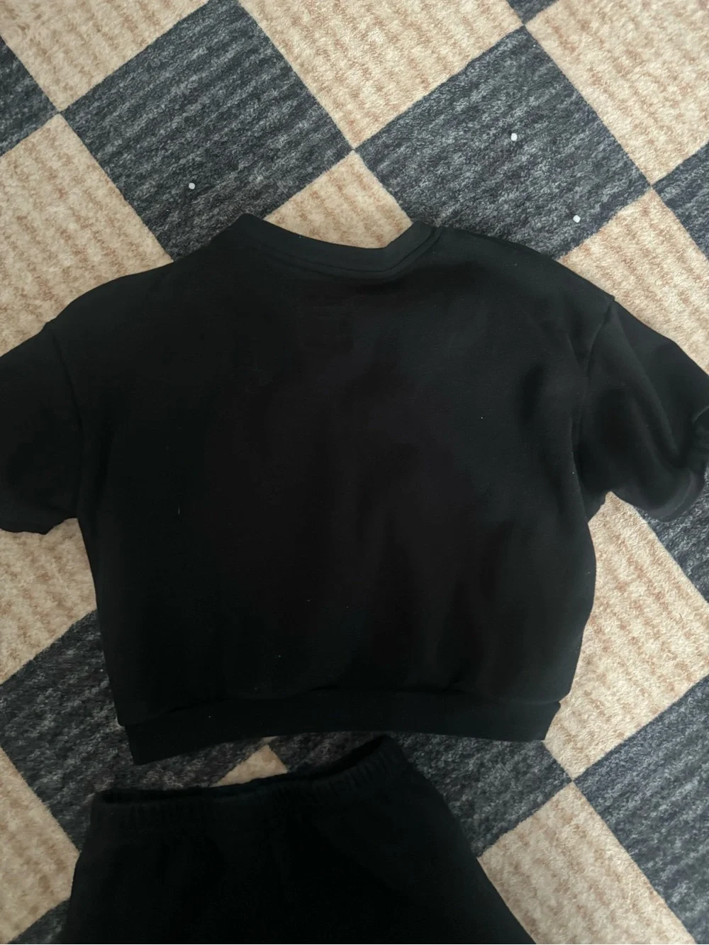 Little One Shop Black Smiley Face Short Set